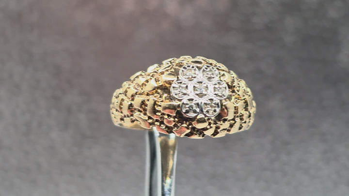 Gold and Diamond Cluster Nugget Ring