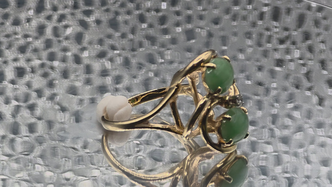 Gold, Cabochon Jadeite & Diamond Ring