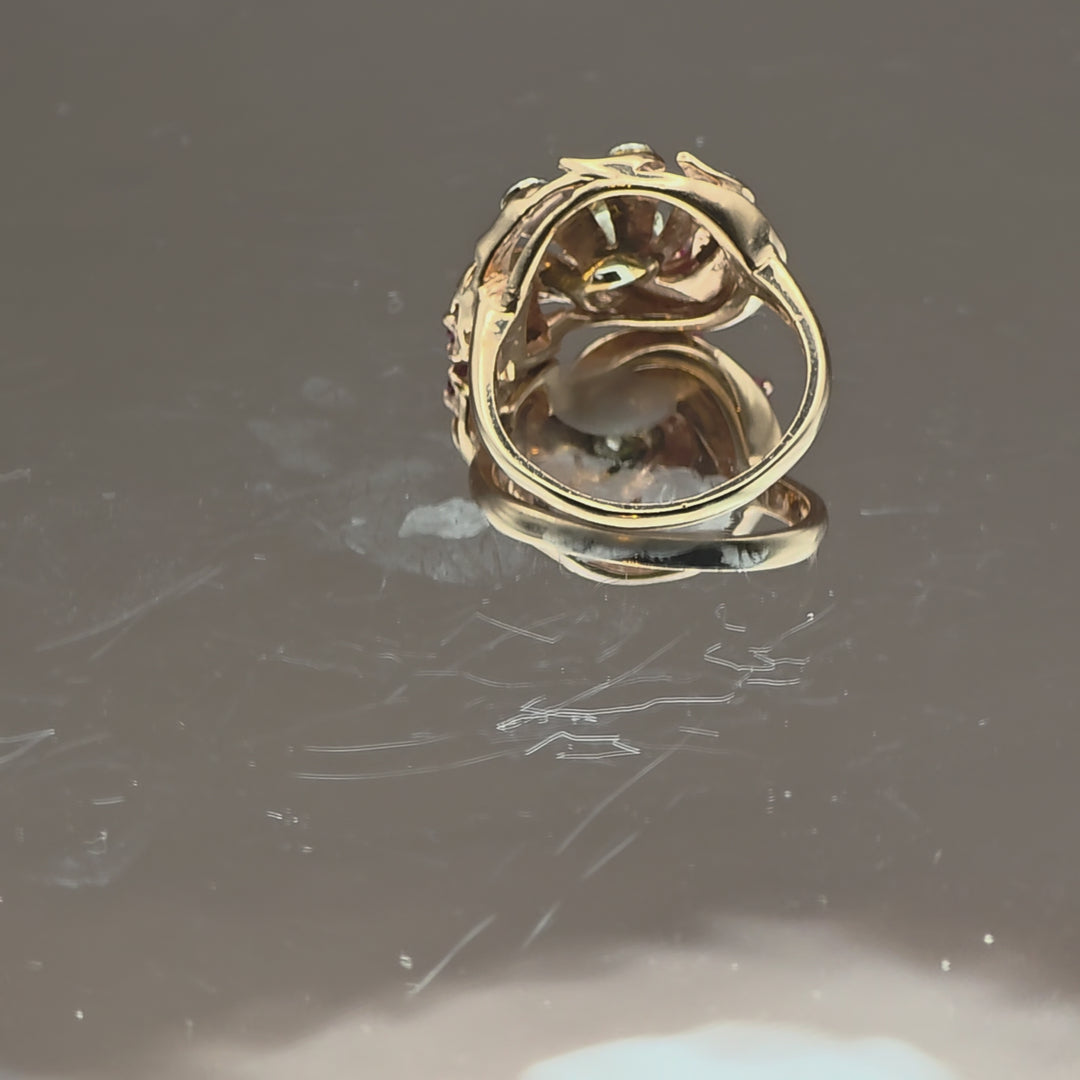Gold, Diamond and Ruby Cocktail Ring