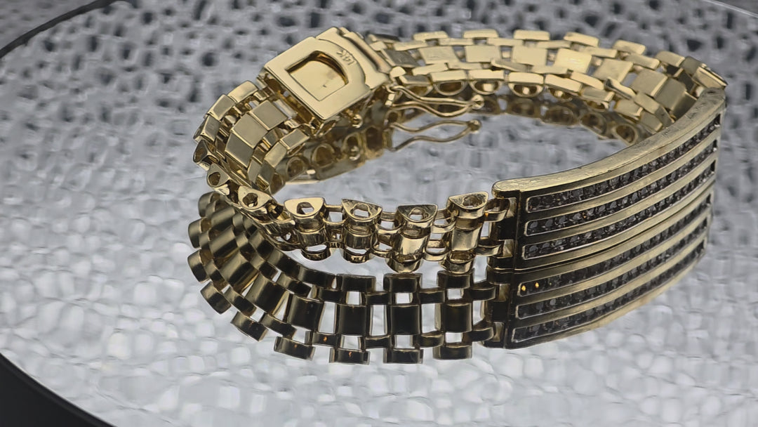 Gold & Diamond Tank Track Bracelet