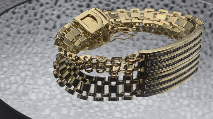 Gold & Diamond Tank Track Bracelet