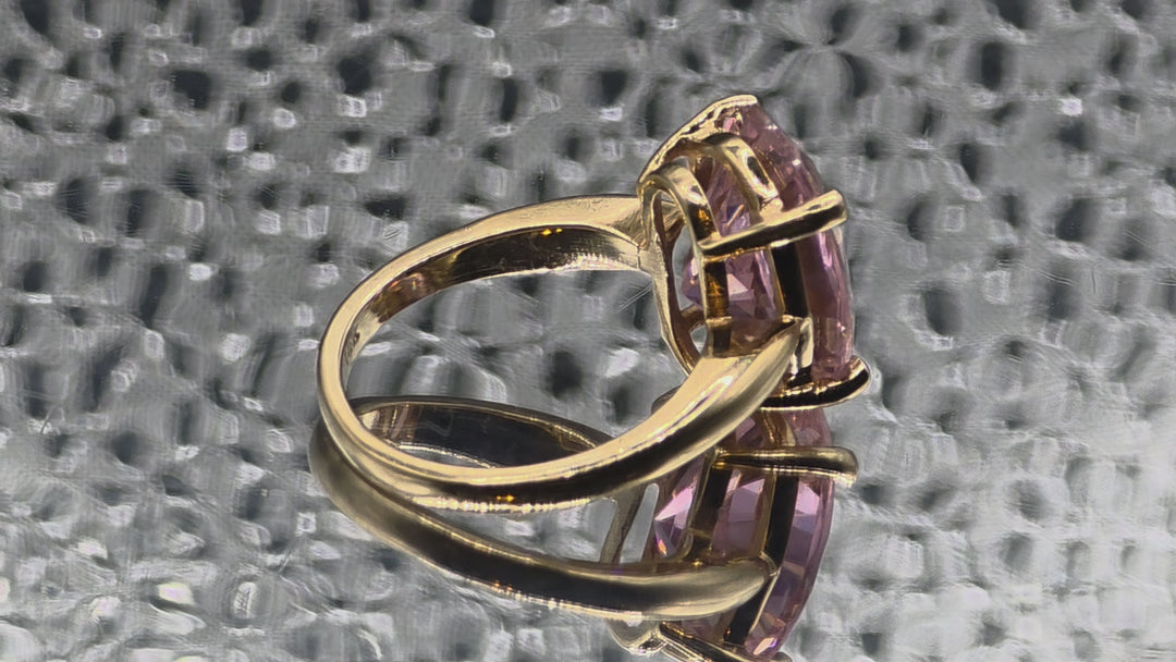 Gold & Large Solitaire Tourmaline Evening Ring