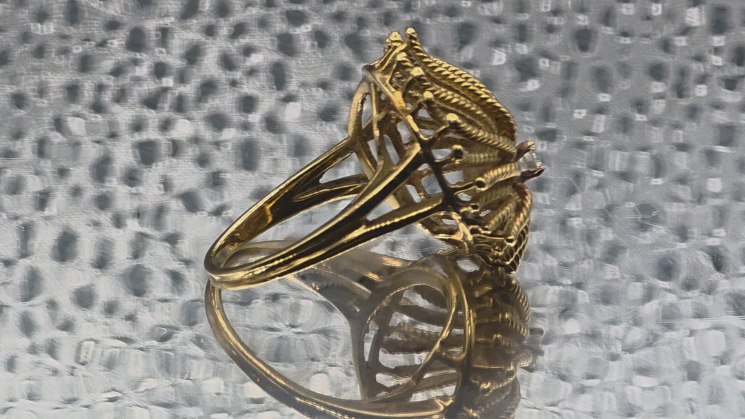 Gold & Diamond Twisted Rope Cocktail Ring
