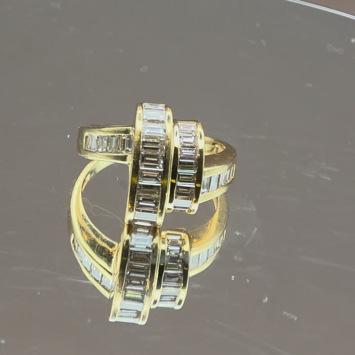 Gold and Baguette Diamond Royal Ribbon Ring
