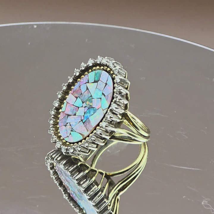Gold, Diamond and Mosaic Opal Statement Ring