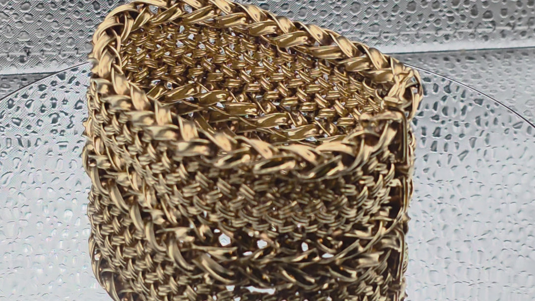 Gold, Intricately Detailed Weave Statement Bracelet