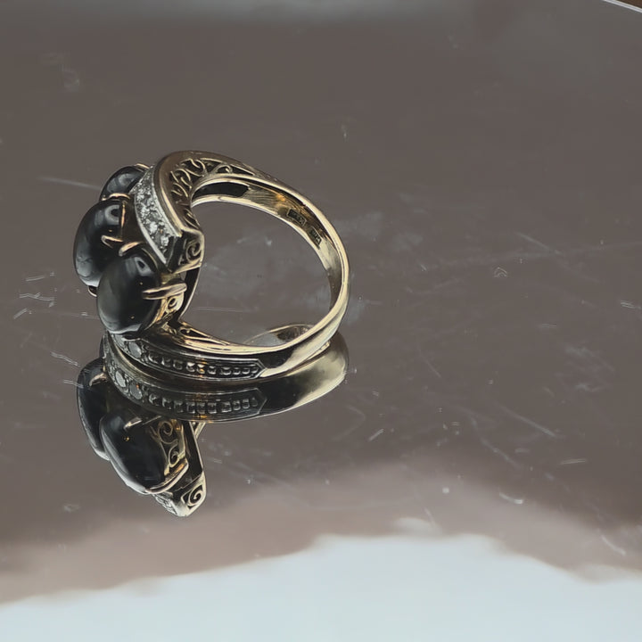 Gold, Diamond and Cabochon Tiger Eye Bypass Ring