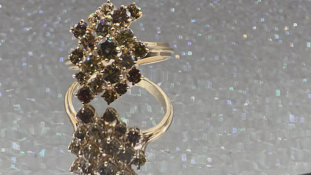 Gold & Diamond Cluster Statement Ring