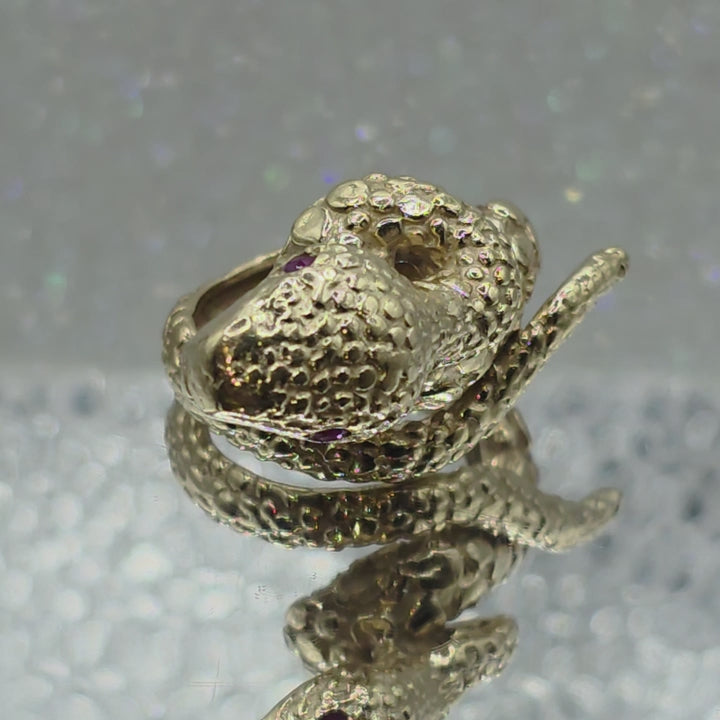 Gold & Ruby Coiled Snake Ring