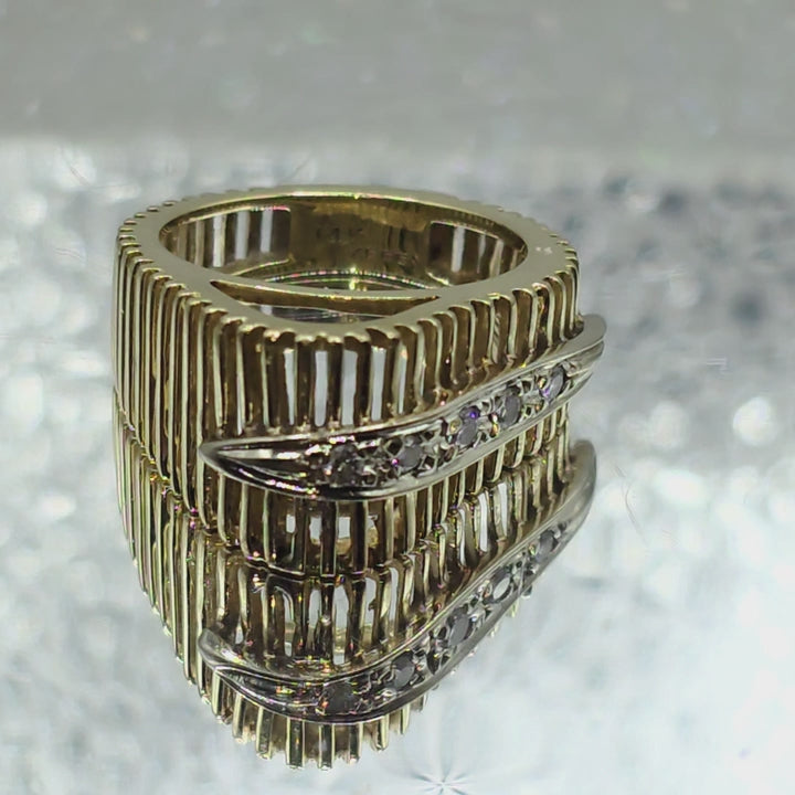 Gold & Diamond Geometric Art Deco Ring