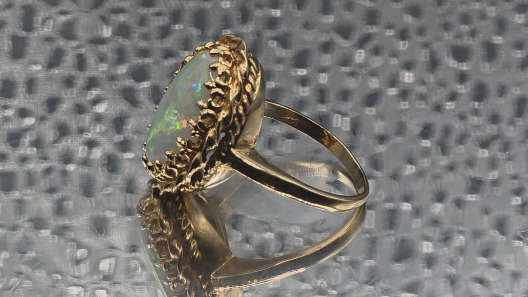 Gold Large Opal Cocktail Ring