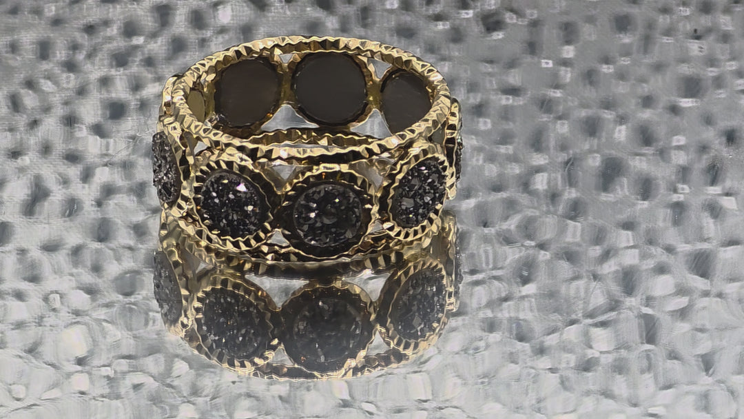 Gold and Druzy Diamond Milor Statement Ring