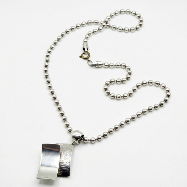 Sterling Silver Modernist Panel Pendant Necklace