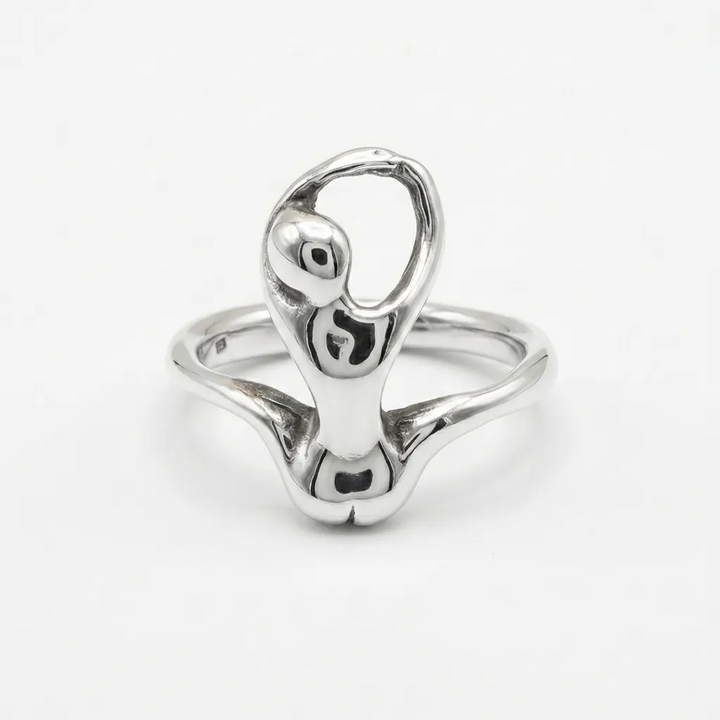 Sterling Silver Abstract Nude Woman Statement Ring