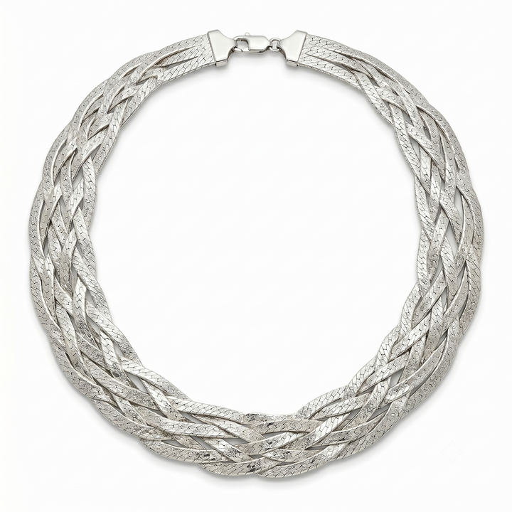 Sterling Silver Braded Choker Style Necklace