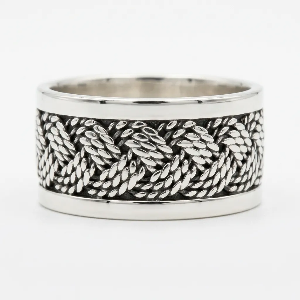 Sterling Silver Braided Twisted Rope Statement Ring