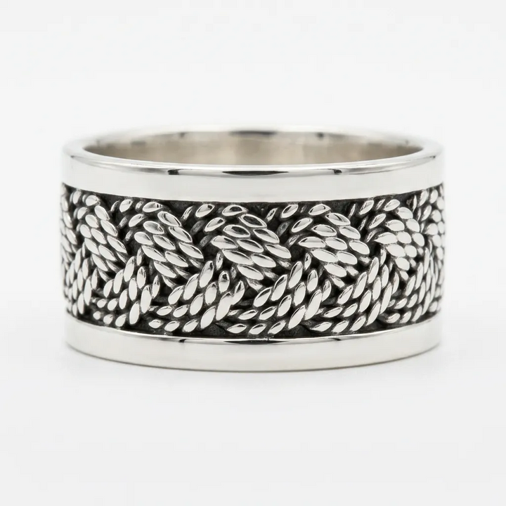 Sterling Silver Braided Twisted Rope Statement Ring