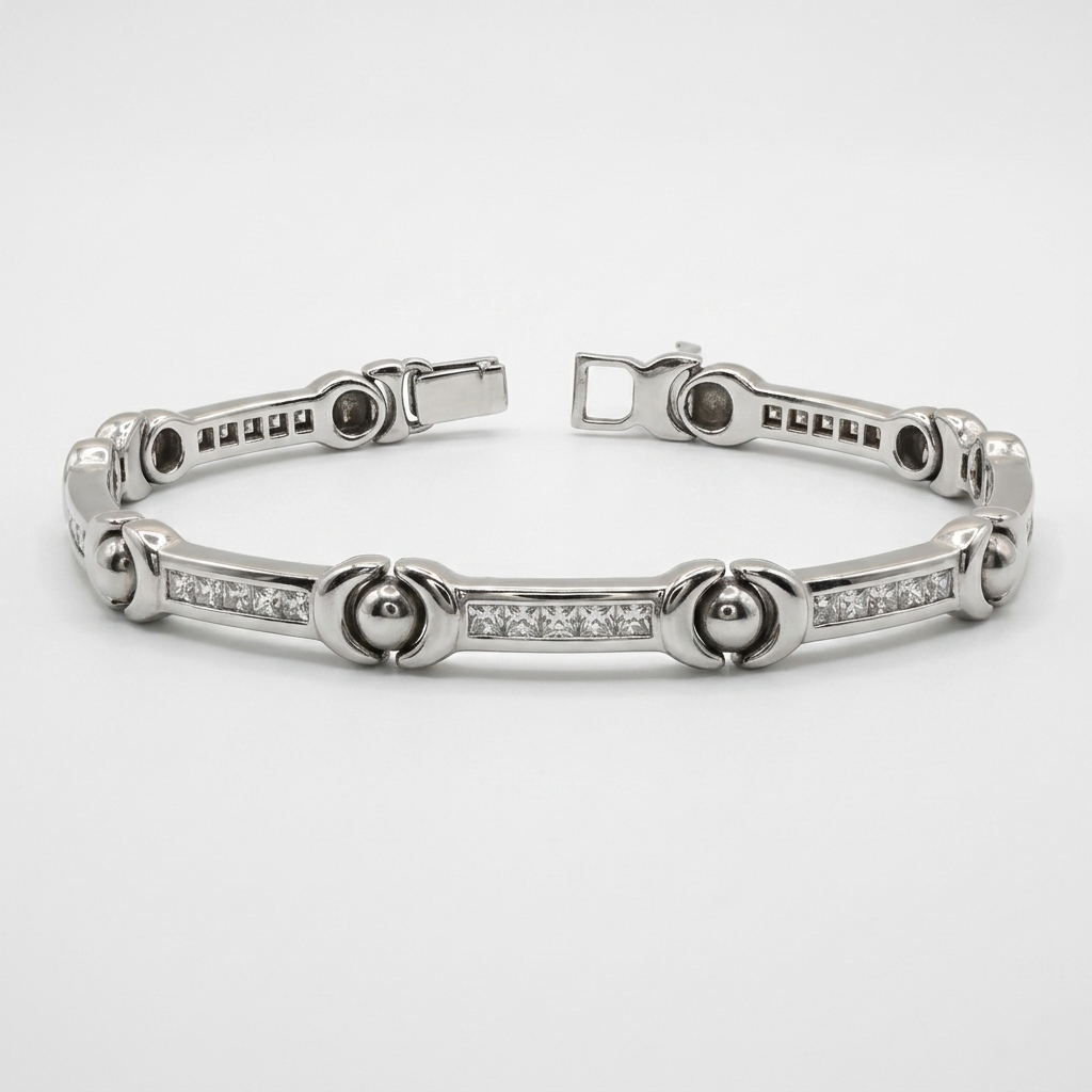 Sterling Silver Long Bar Statement Bracelet
