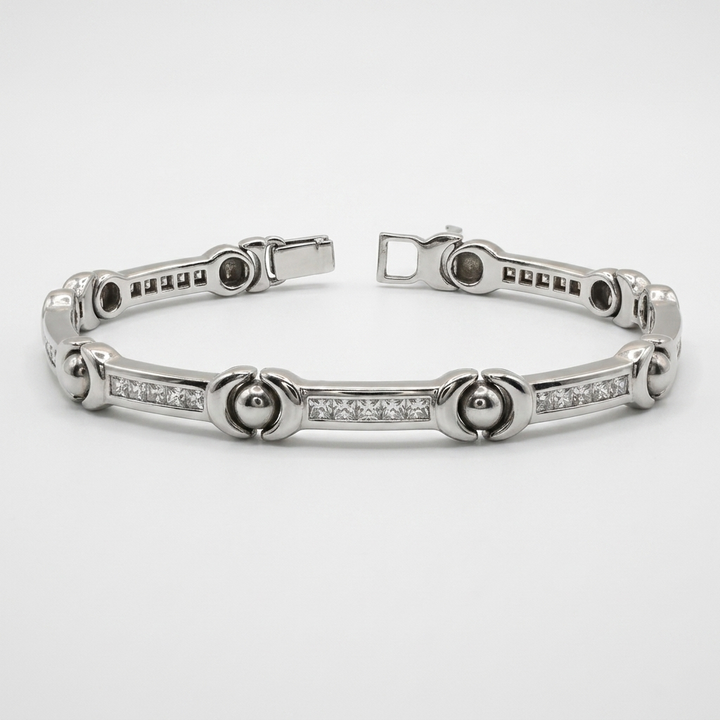 Sterling Silver Long Bar Statement Bracelet