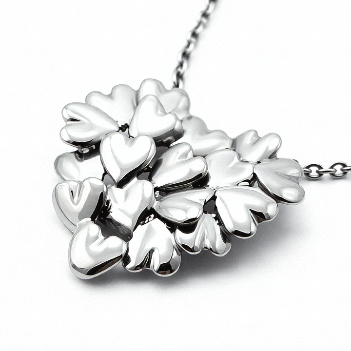 Authentic Vintage Sterling Silver Movado Hearts Pendant Necklace