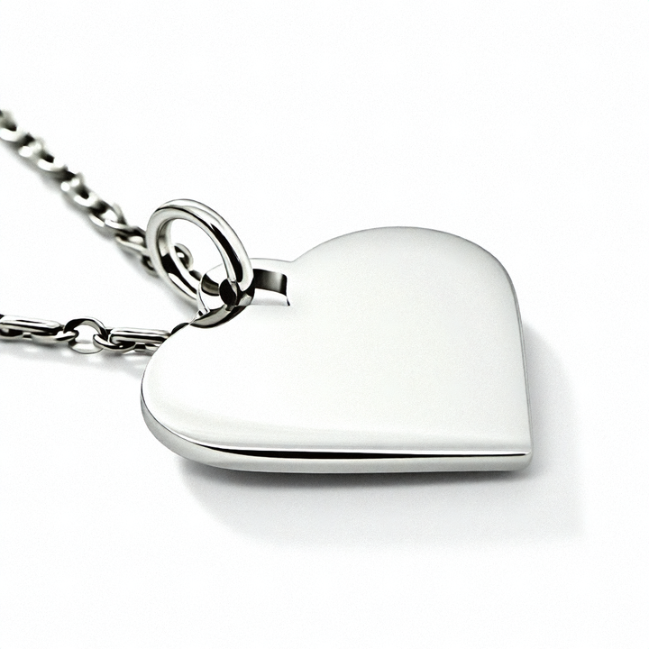 Sterling Silver Figaro Necklace & Large Heart Pendant