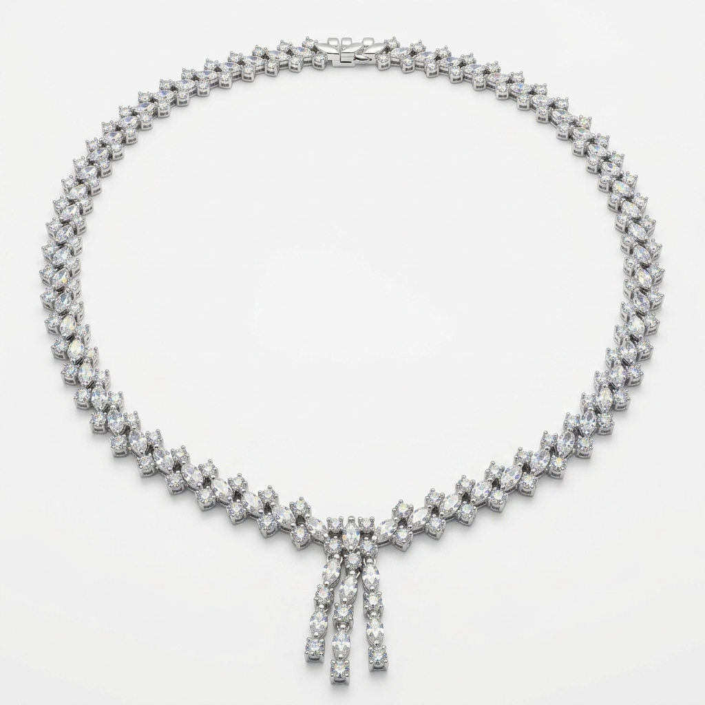 Sterling Silver & Crystal Triple Drop Choker - Estate Jewelry Priced Right