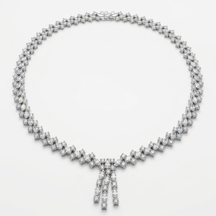 Sterling Silver & Crystal Triple Drop Choker - Estate Jewelry Priced Right