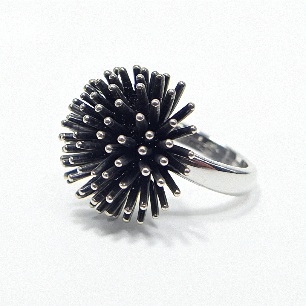 Authentic Molly Rose Post Sterling Silver Atomic Ring - Estate Jewelry Priced Right