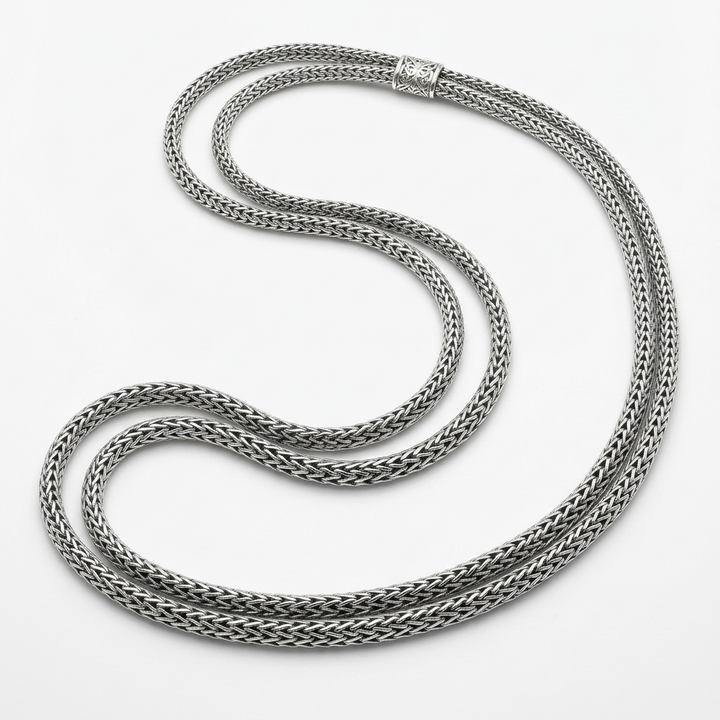 Authentic John Hardy Sterling Silver Double Wheat Link Necklace