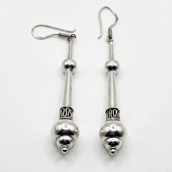 Sterling Silver Torpedo Drop Dangle Earrings