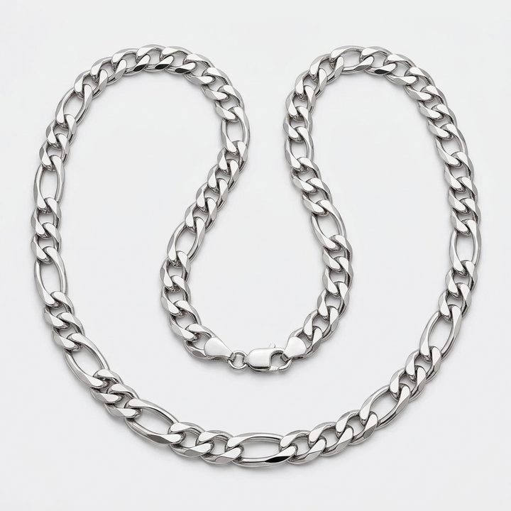 Heavy Sterling Silver Traditional Figaro Link Necklace