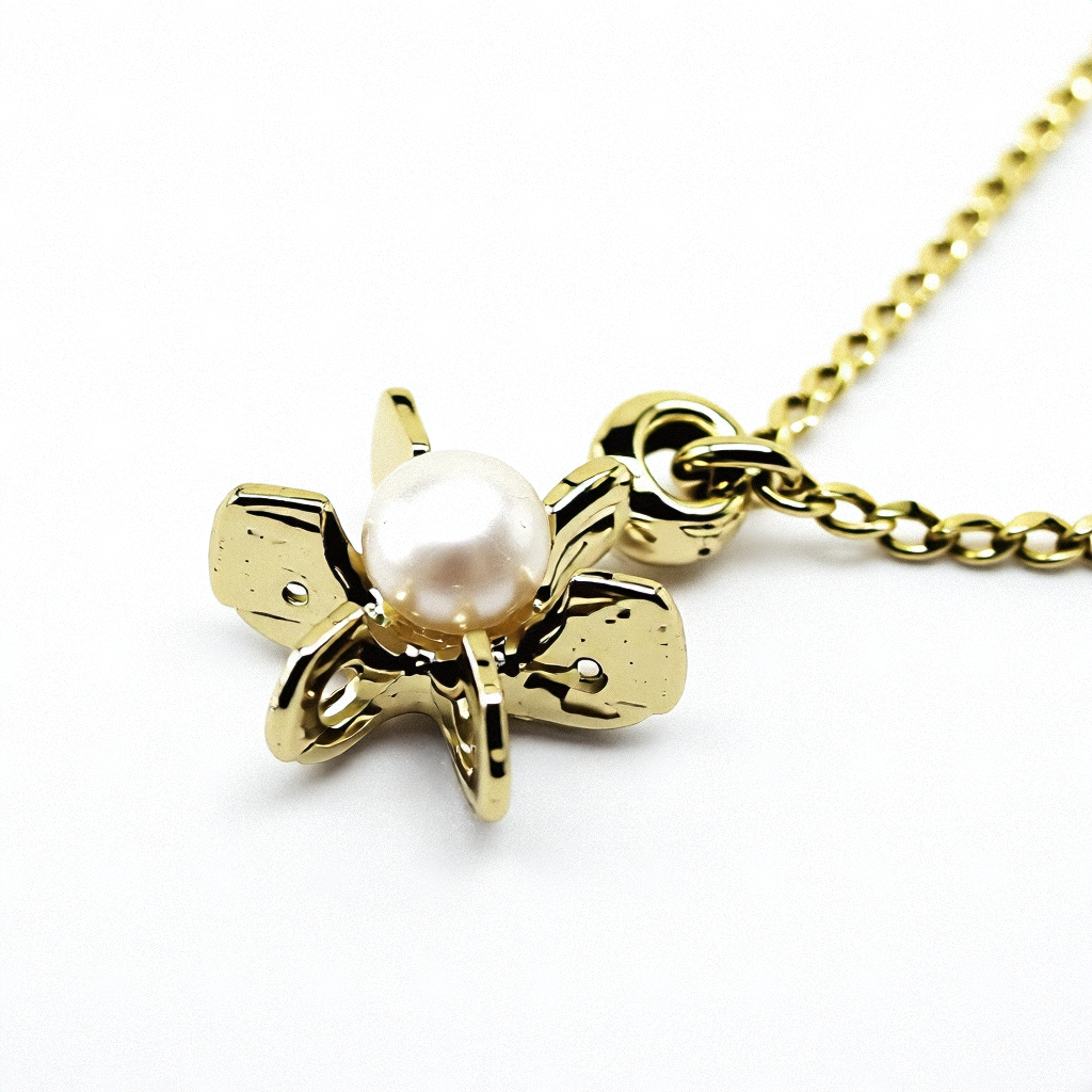Whimsical Gold and Sunburst Pearl Pendant Necklace - Estate Jewelry Priced Right