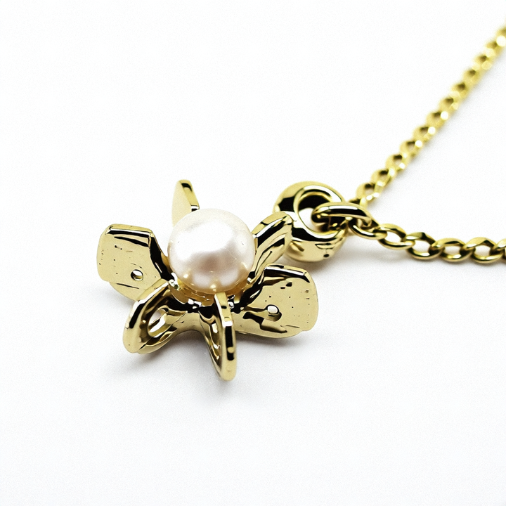 Whimsical Gold and Sunburst Pearl Pendant Necklace - Estate Jewelry Priced Right