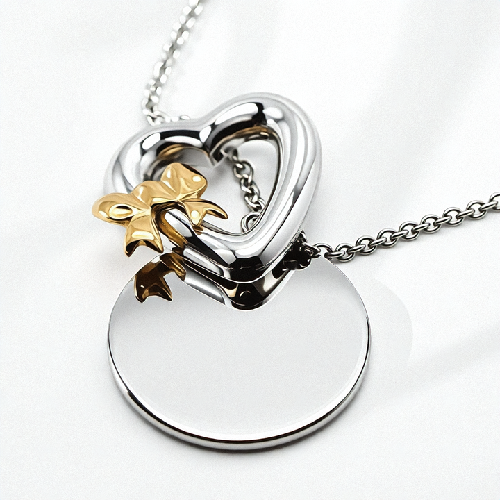Tiffany & Co Heart & Round Tag Sterling Silver Necklace