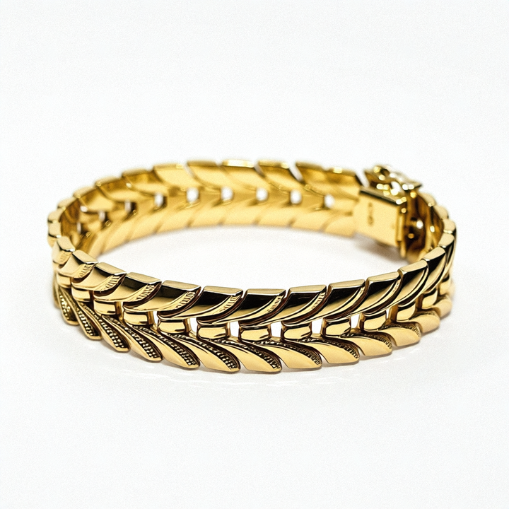 Gold Panel, Partially Textured Link Bracelet - Estate Jewelry Priced Right