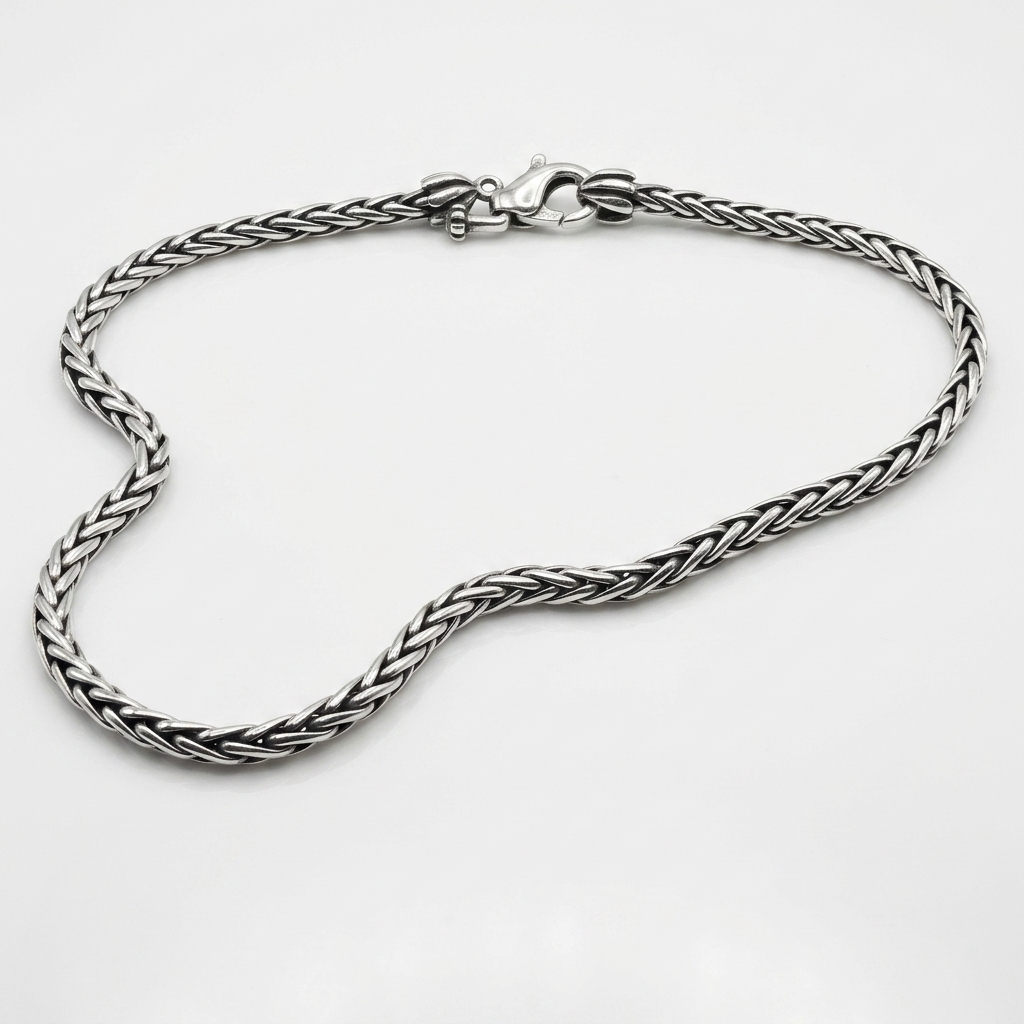 Vintage ZINA 925 Sterling Silver Wheat Link Toggle Necklace - Estate Jewelry Priced Right