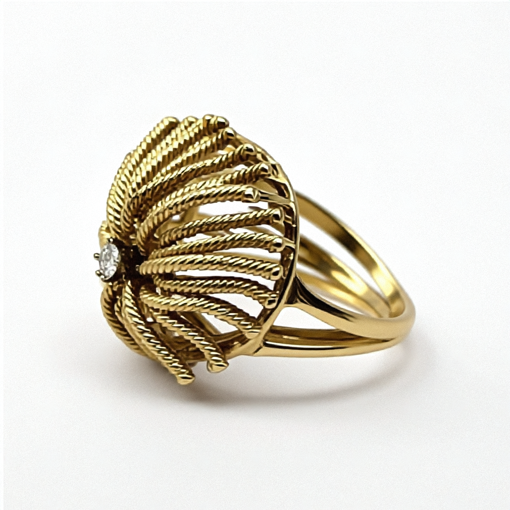 Gold & Diamond Twisted Rope Cocktail Ring - Estate Jewelry Priced Right