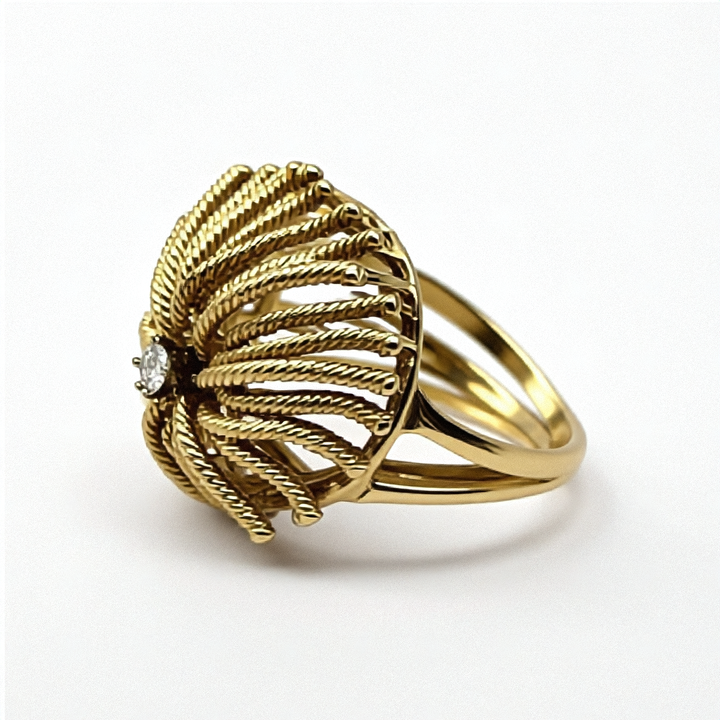 Gold & Diamond Twisted Rope Cocktail Ring - Estate Jewelry Priced Right