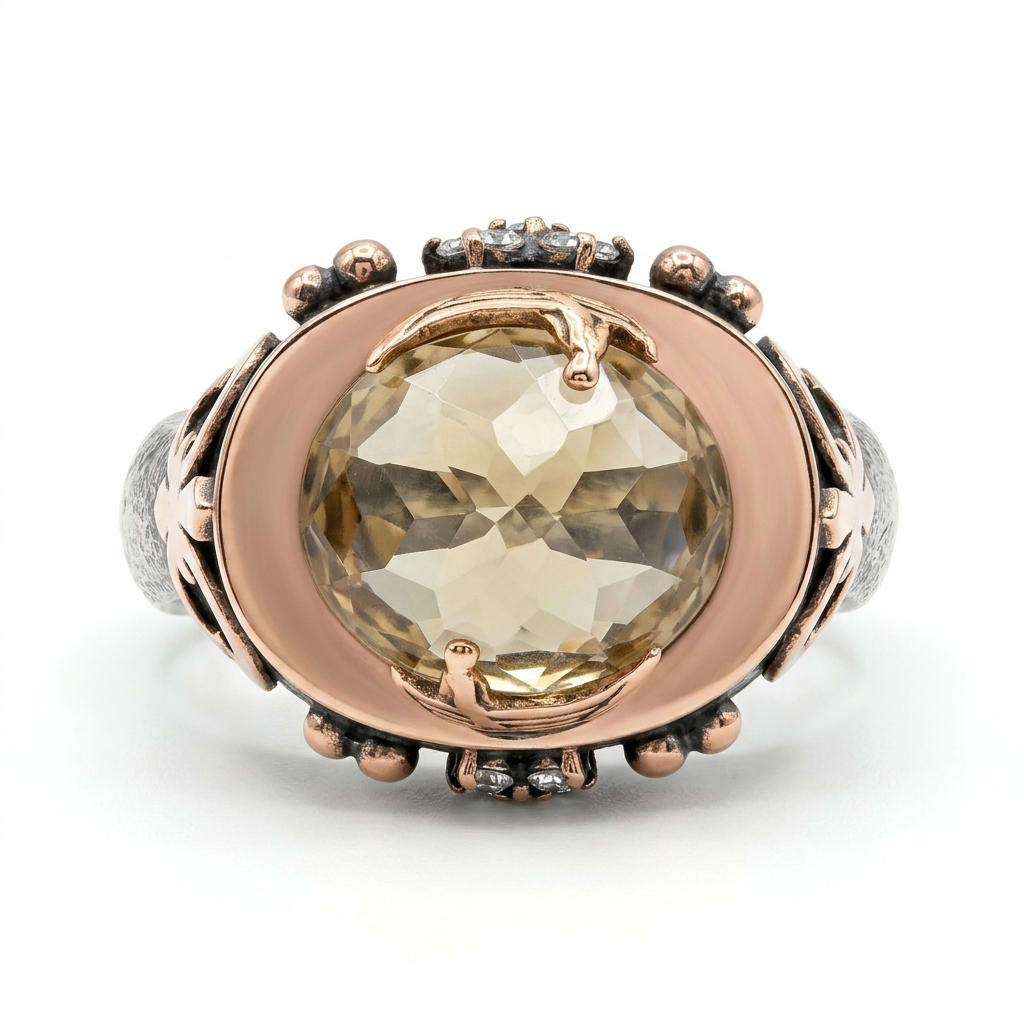 Vintage Amber Iolite & Sterling Silver Statement Ring - Estate Jewelry Priced Right