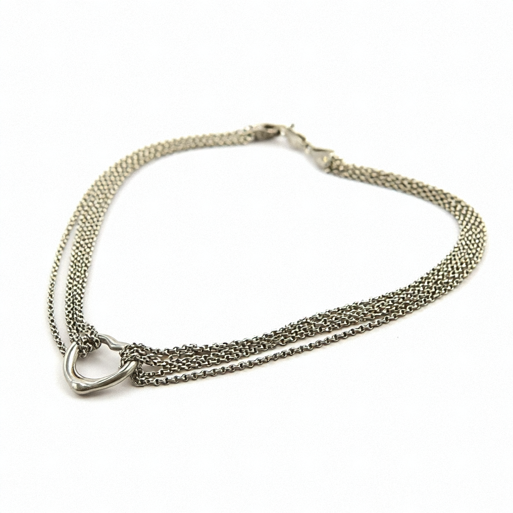 Sterling Silver Mesh Center Heart Choker - Estate Jewelry Priced Right