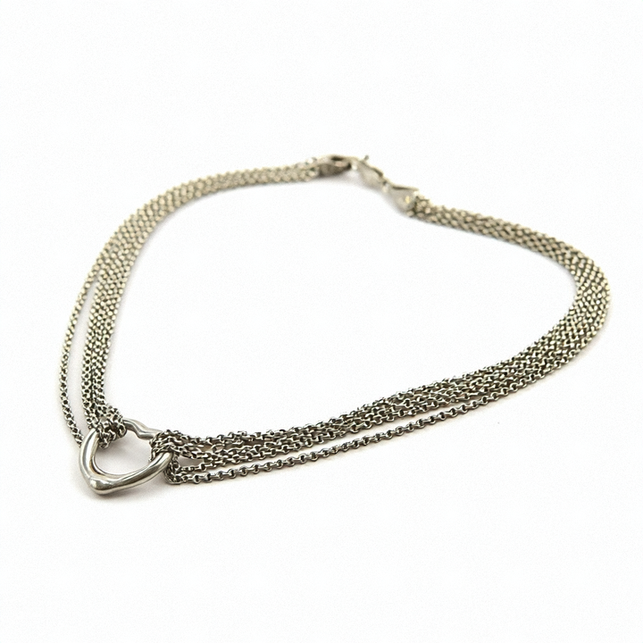 Sterling Silver Mesh Center Heart Choker - Estate Jewelry Priced Right