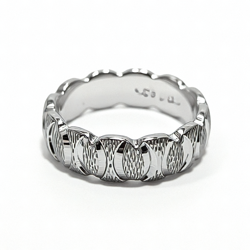 White Gold Fancy Diamond Cut Band - Estate Jewelry Priced Right