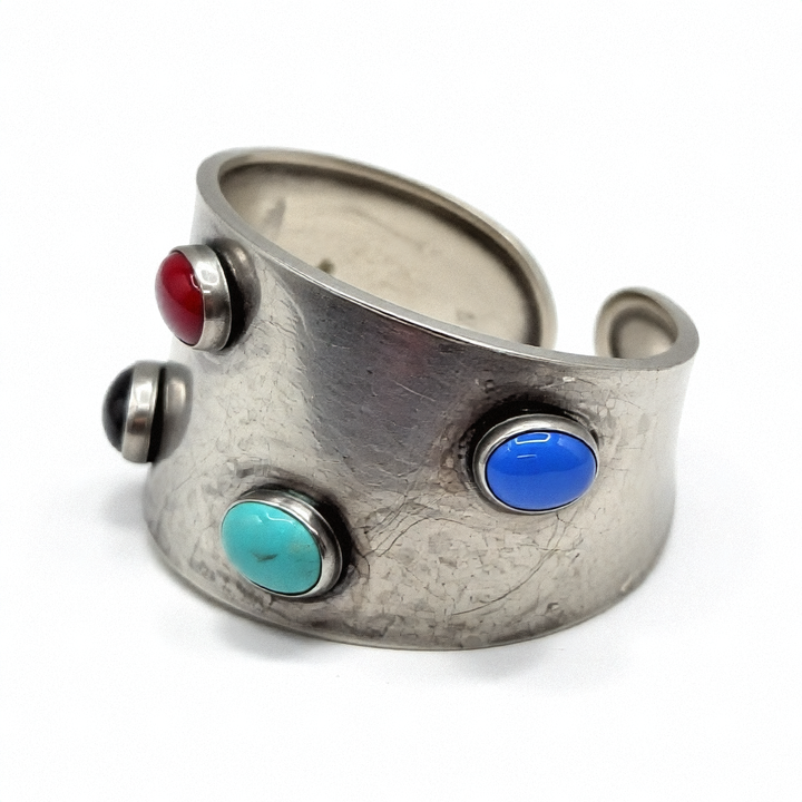 Wide Cuff Cabochon Statement Bracelet - Estate Jewelry Priced Right