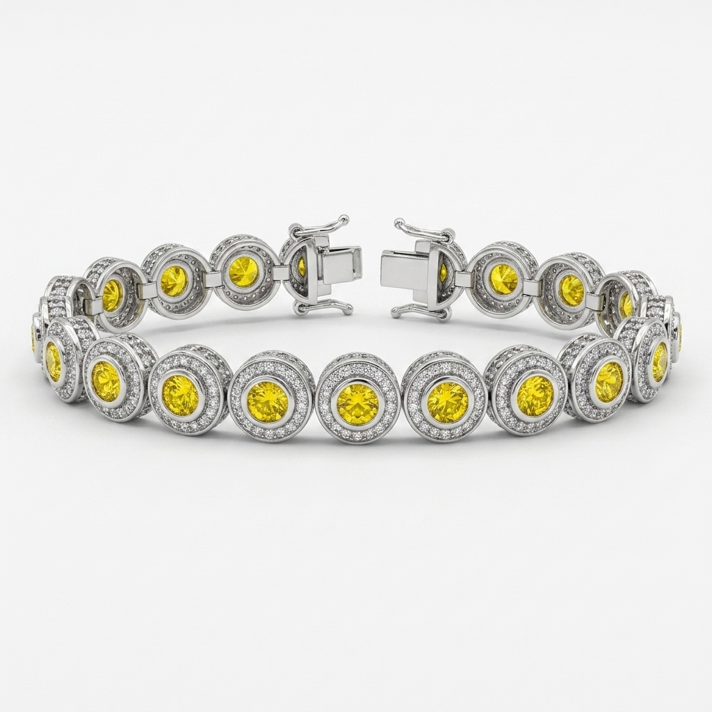 Sterling Silver Double Row Out Statement Bracelet