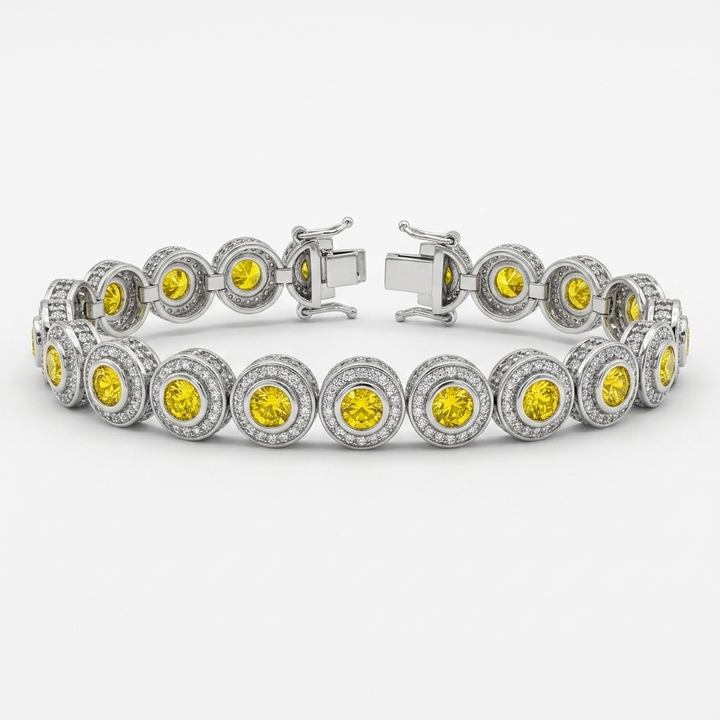 Sterling Silver Double Row Out Statement Bracelet